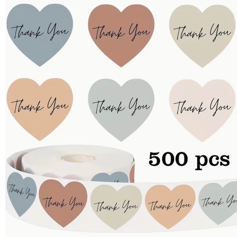 Thank You Heart Stickers Bundle 500 pieces each pack NEW